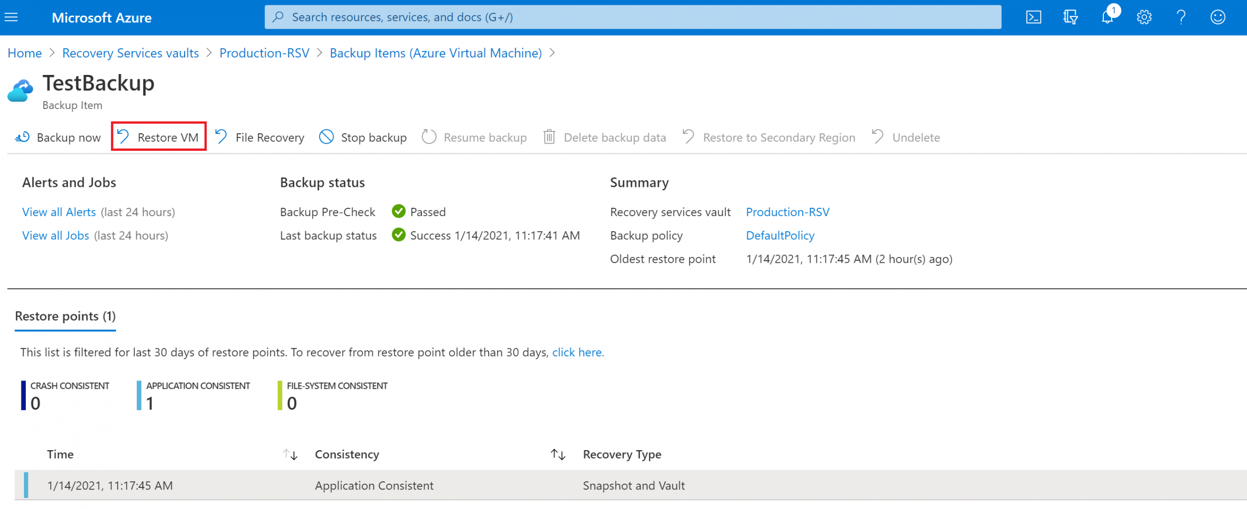 Restoring an Azure virtual machine from Azure Backup