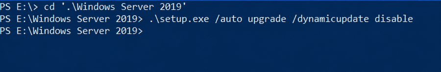 Launching Windows Server Setup from the attached upgrade media