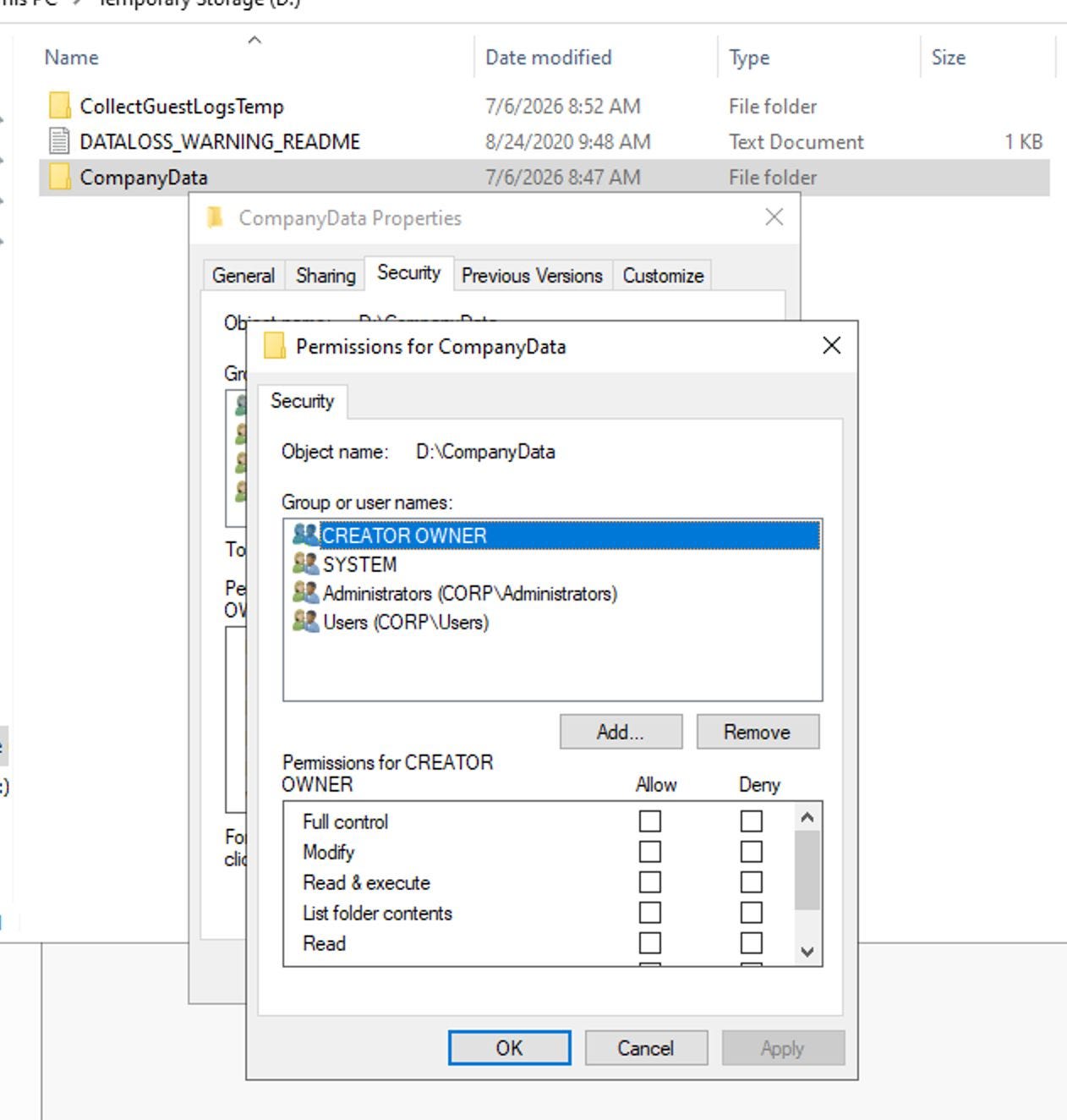 Setting Share and NTFS permissions