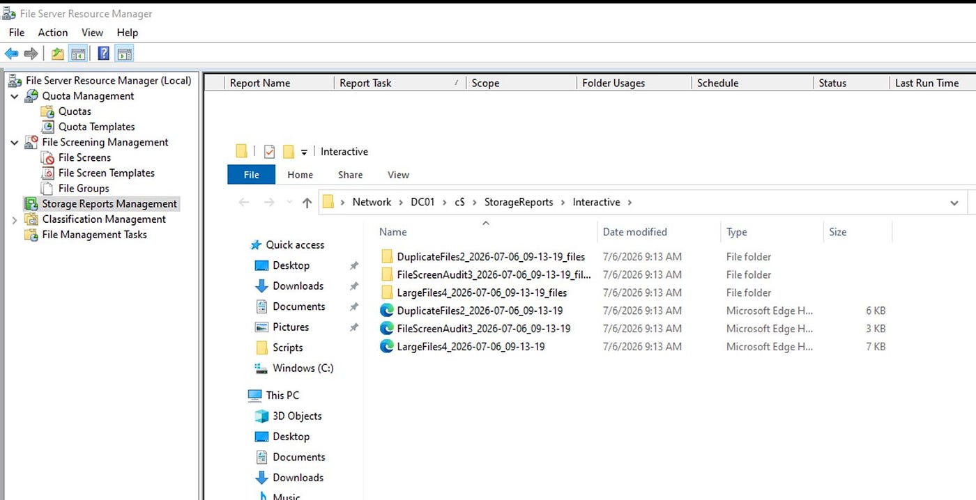 Generating a storage report