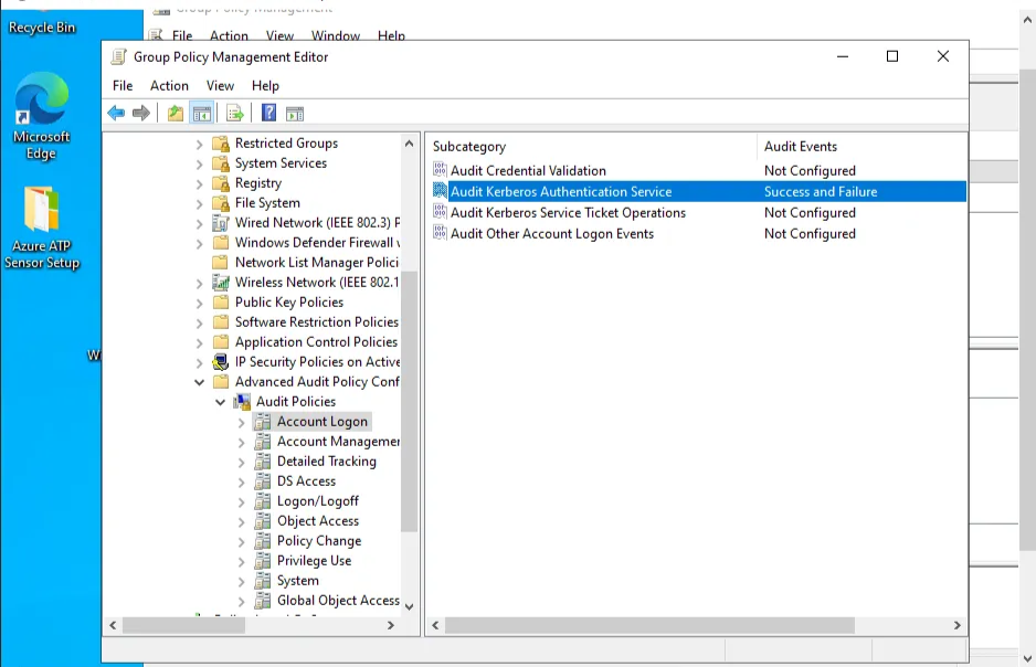 Enabling the audit policies