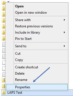 Opening the folder sharing options