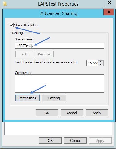 Sharing the LAPS deployment folder