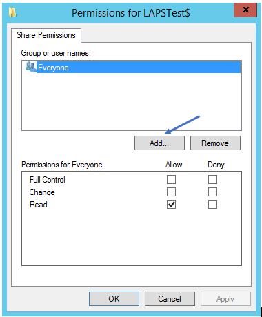Reviewing the share permissions