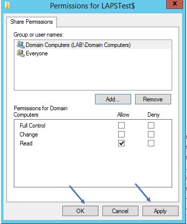 Granting Domain Computers access to the share
