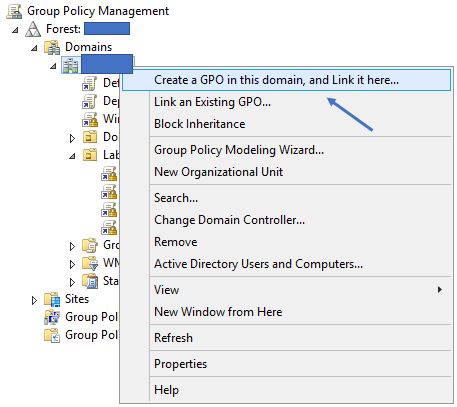 Creating a new Group Policy Object