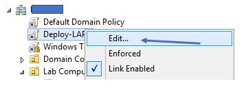 The new deployment GPO linked to the computer OU