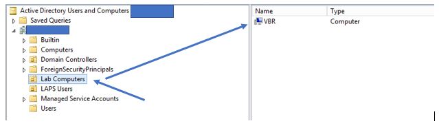 The Lab Computers OU in Active Directory