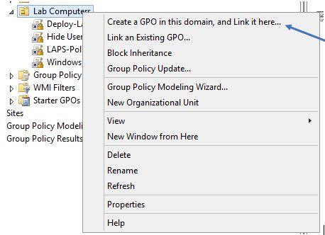 Creating a GPO for the LAPS configuration