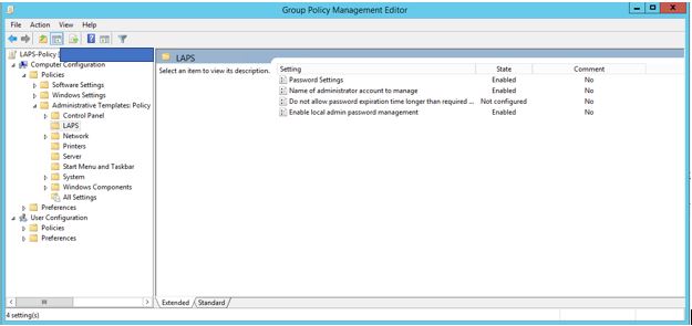 The legacy LAPS policy settings