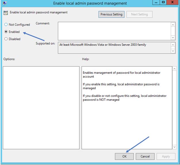 Enabling local administrator password management