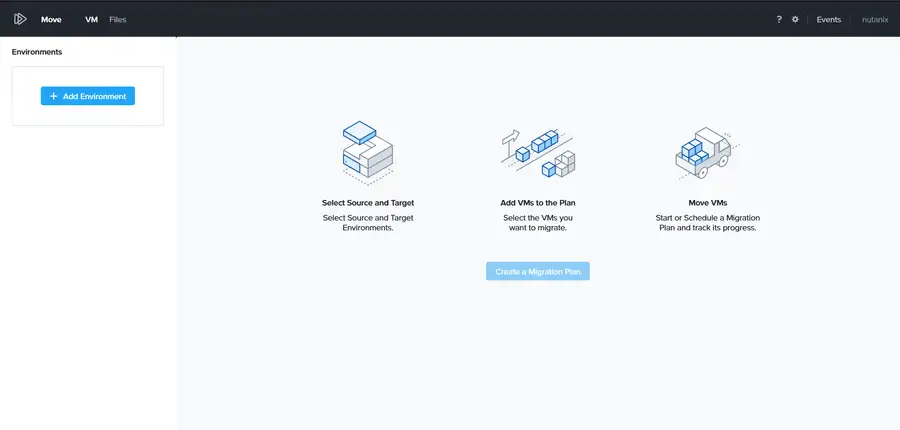 The three migration steps on the dashboard