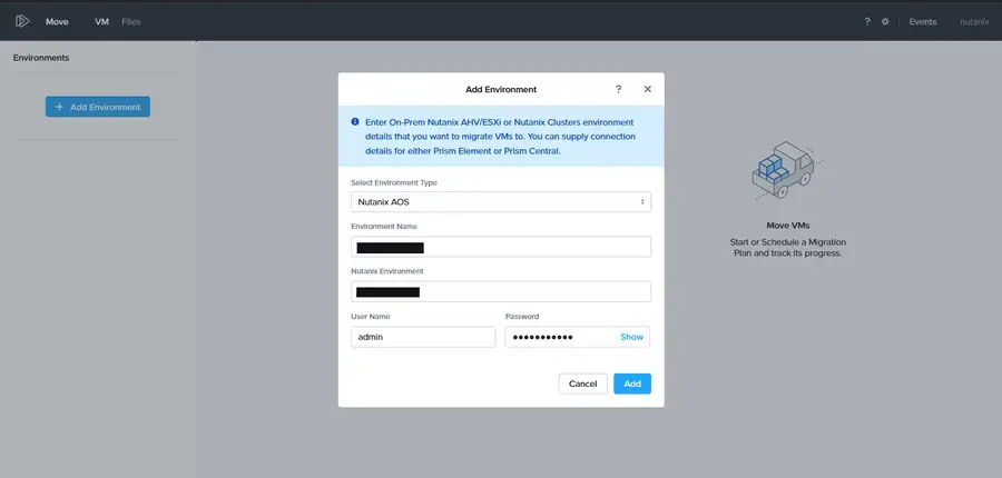 Adding the Nutanix AOS target
