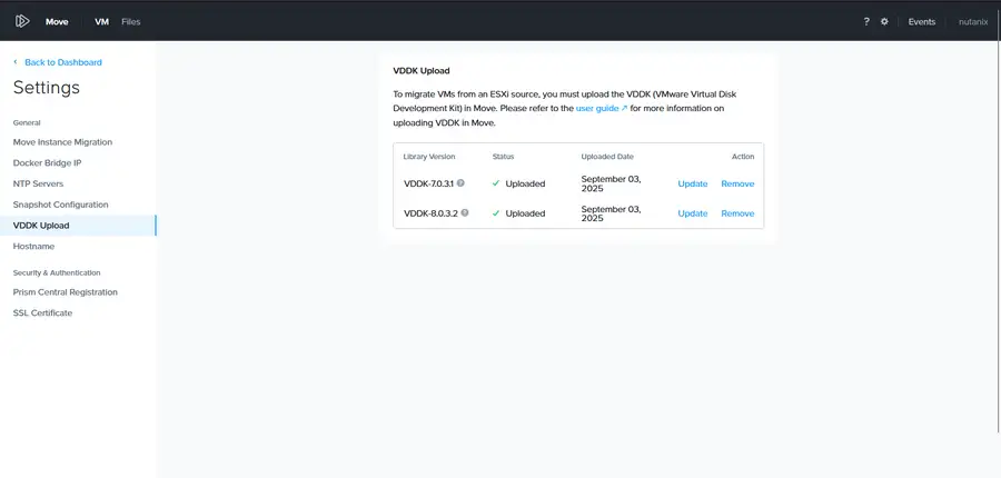 The VDDK upload page