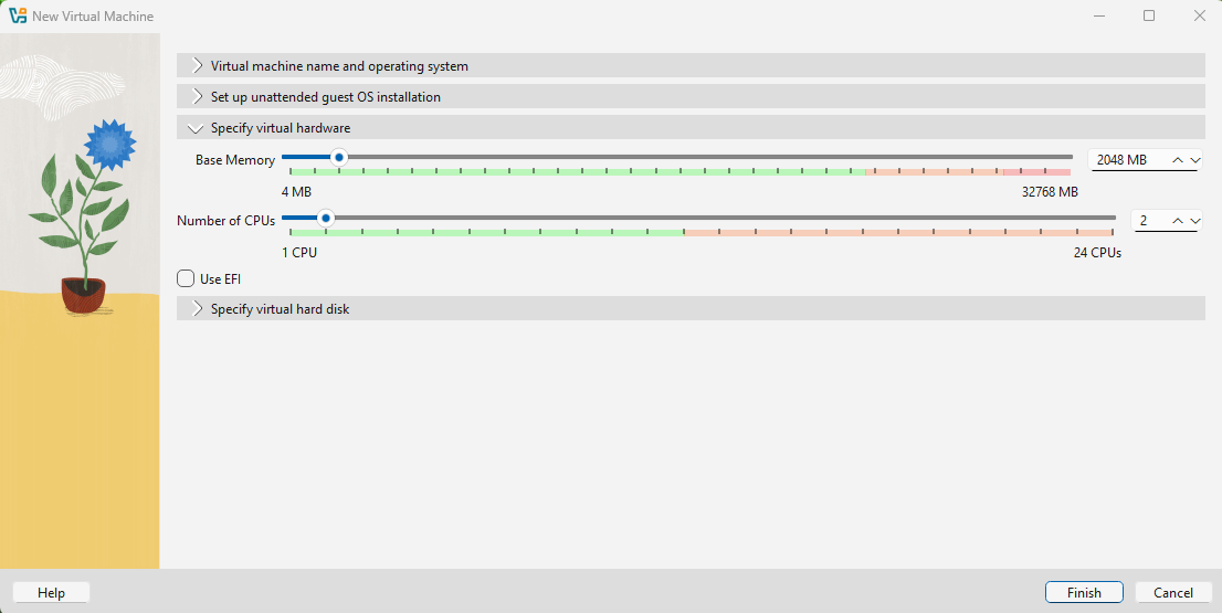 Setting memory and processors