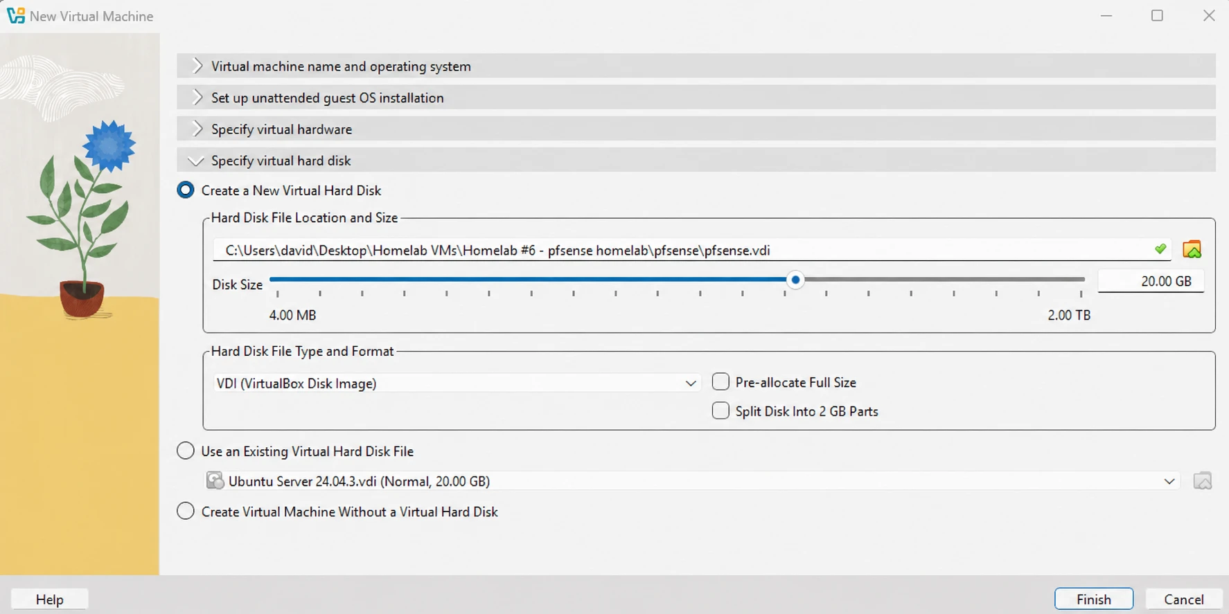 Creating the virtual hard disk