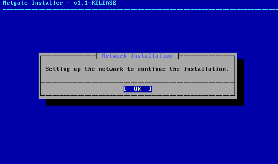 Continuing with the network installation