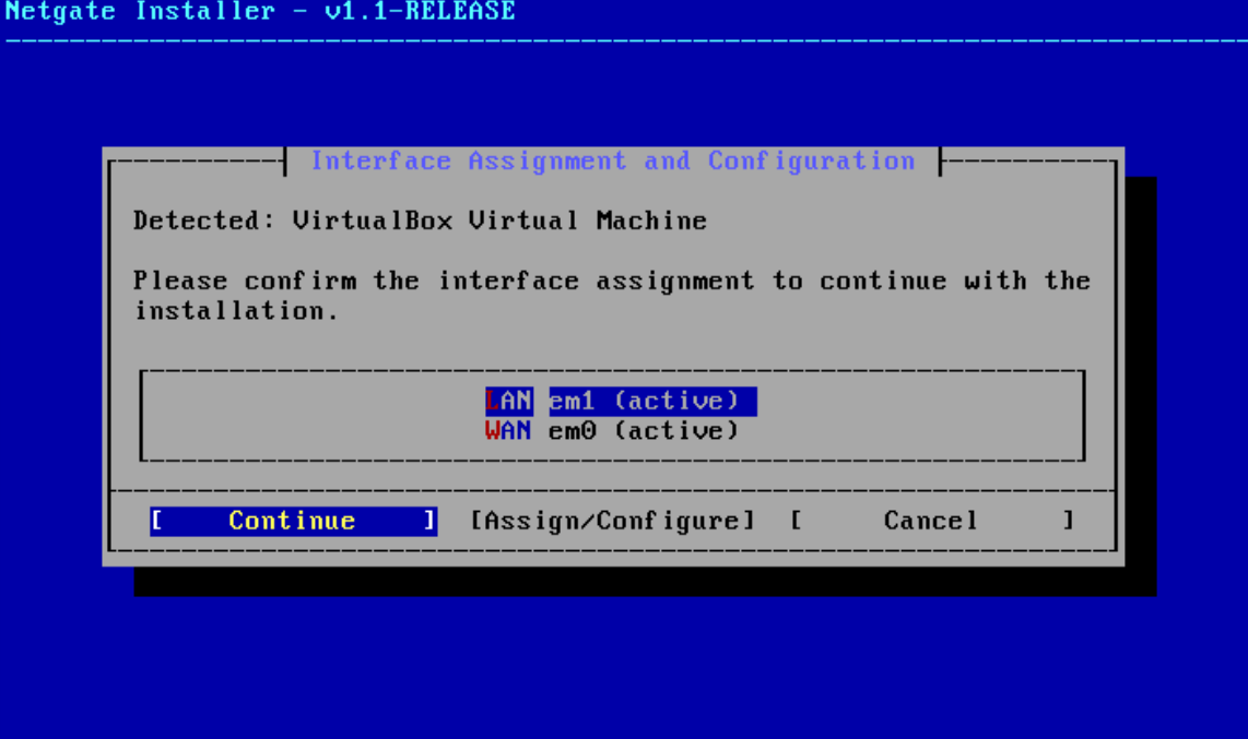 Confirming the interface assignments