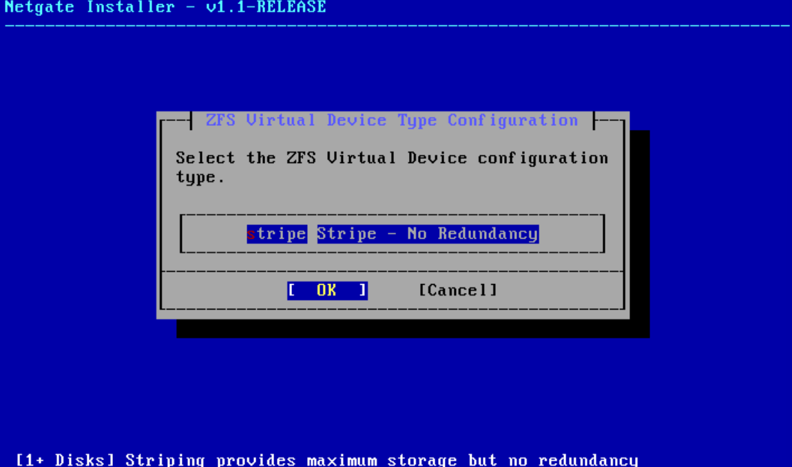 ZFS stripe configuration