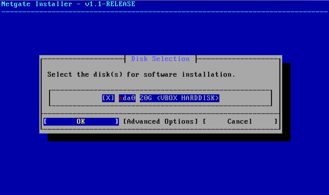 Choosing the install disk