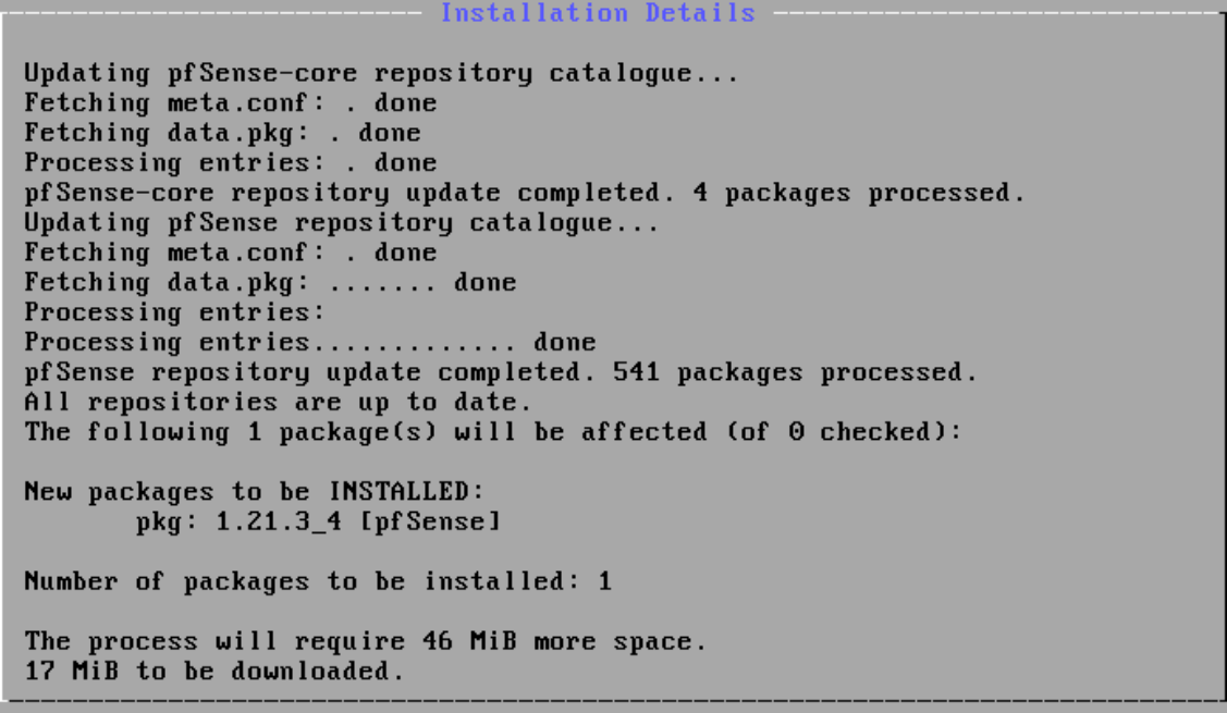 The installation running