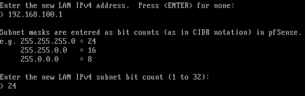 Entering the new LAN IP and subnet