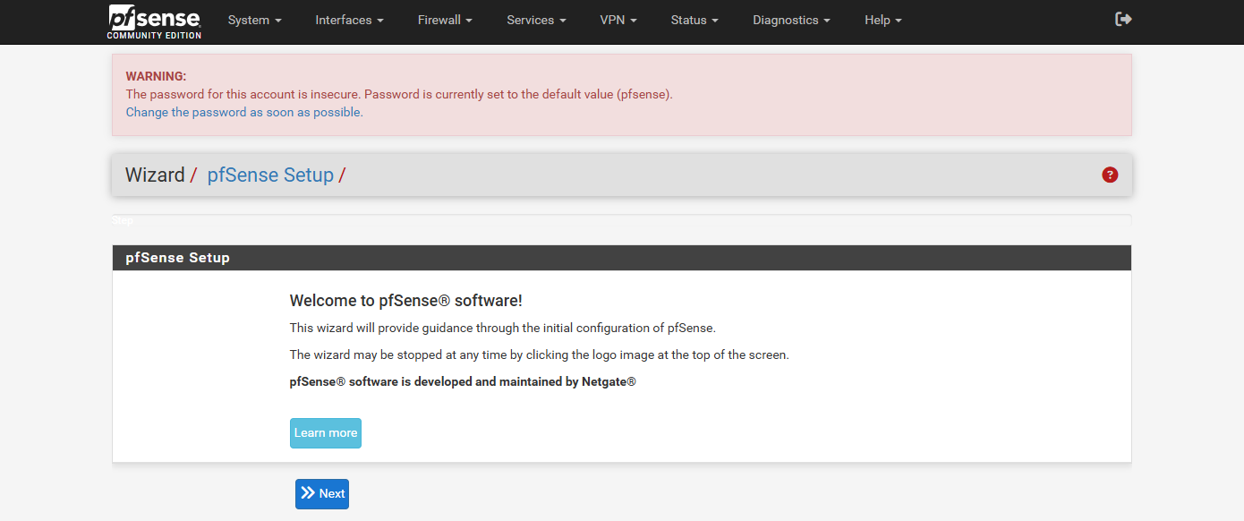 The pfSense login page