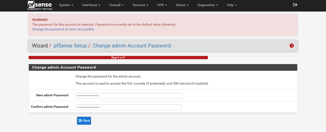 Setting a new admin password