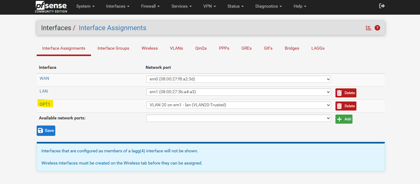 Opening the OPT1 interface