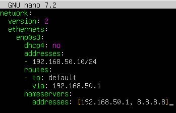The netplan file with the static IP