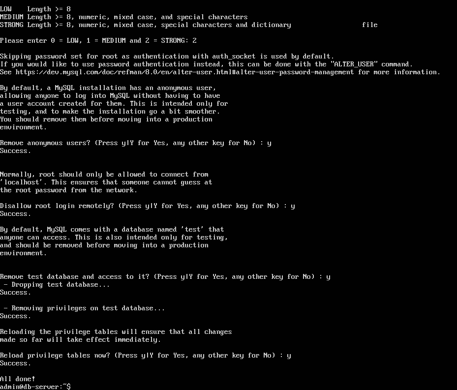 Running mysql_secure_installation
