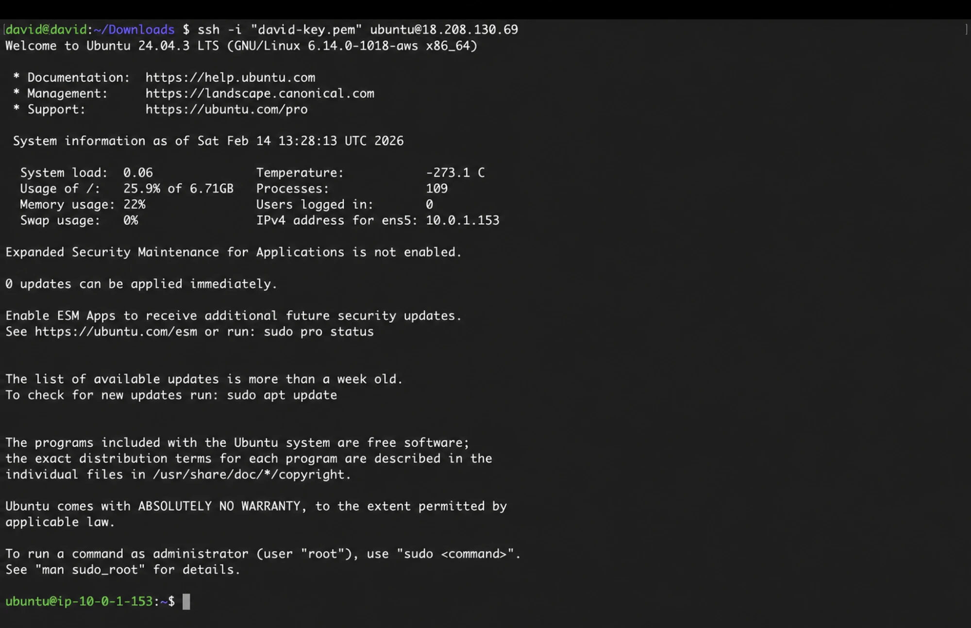 Connecting to the bastion host over SSH.