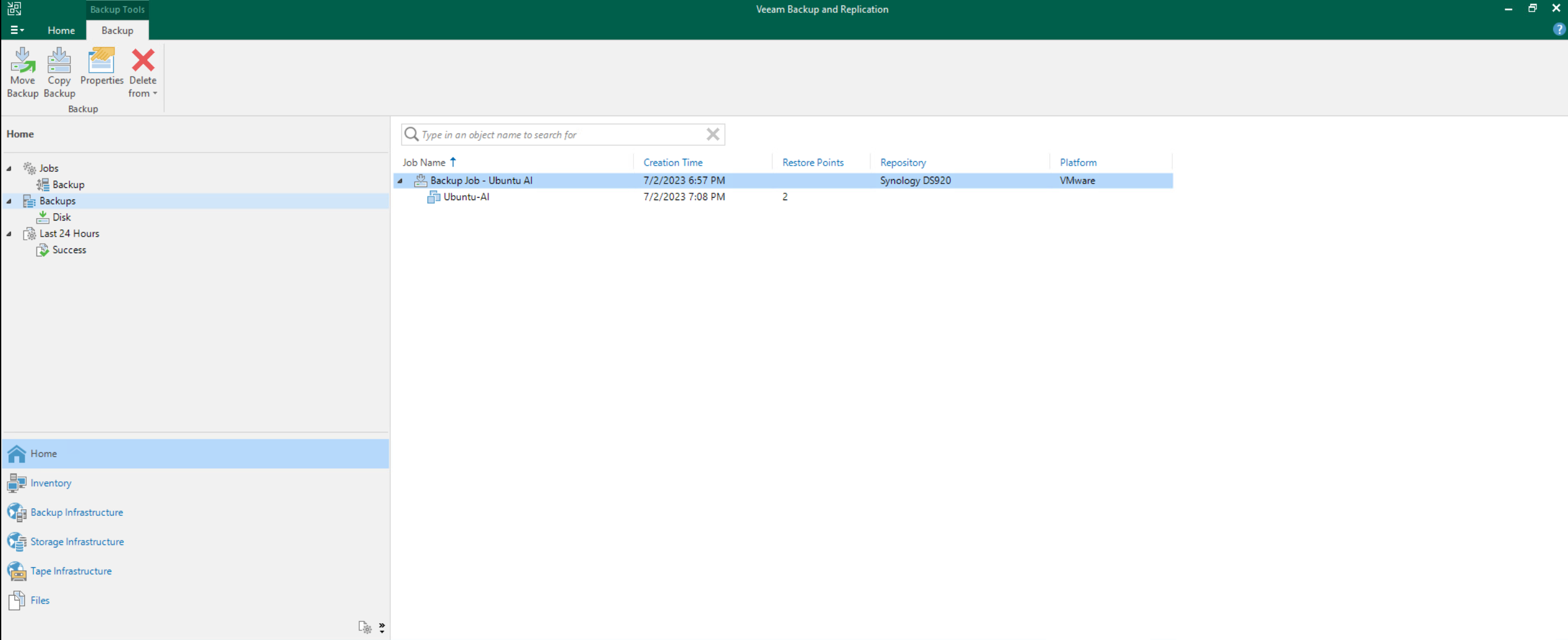 A restore point available for the VM