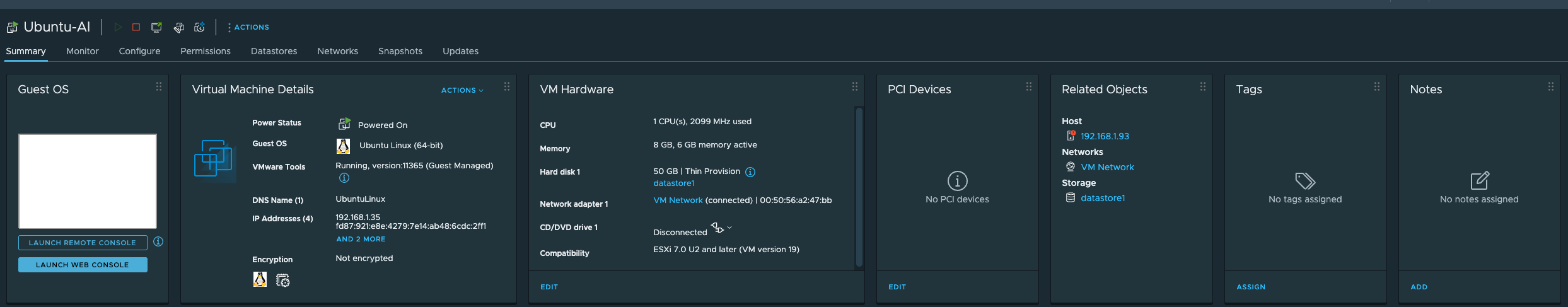 The restored VM